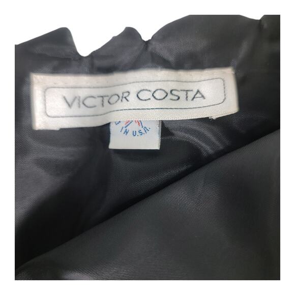 Victor Costa Vintage Black Green Pink Beaded Strapless Evening Dress Gown 10 - Picture 10 of 11